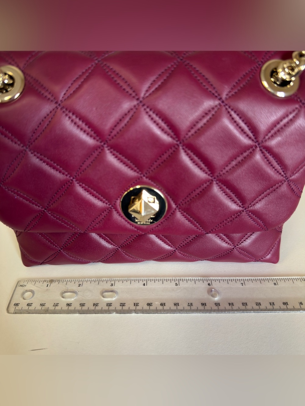 Kate spade Quilted Shoulder Bag in Deep Berry with Gold Hardware - Picture 10 of 17